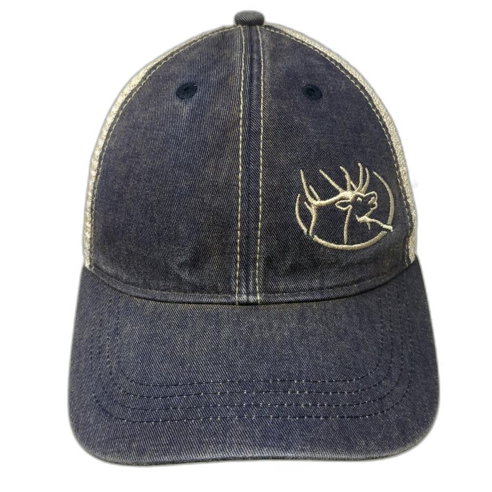RMEF Trucker Hat Blue OS Snapback Mesh Back Elk Head Logo Embroidery Adjustable